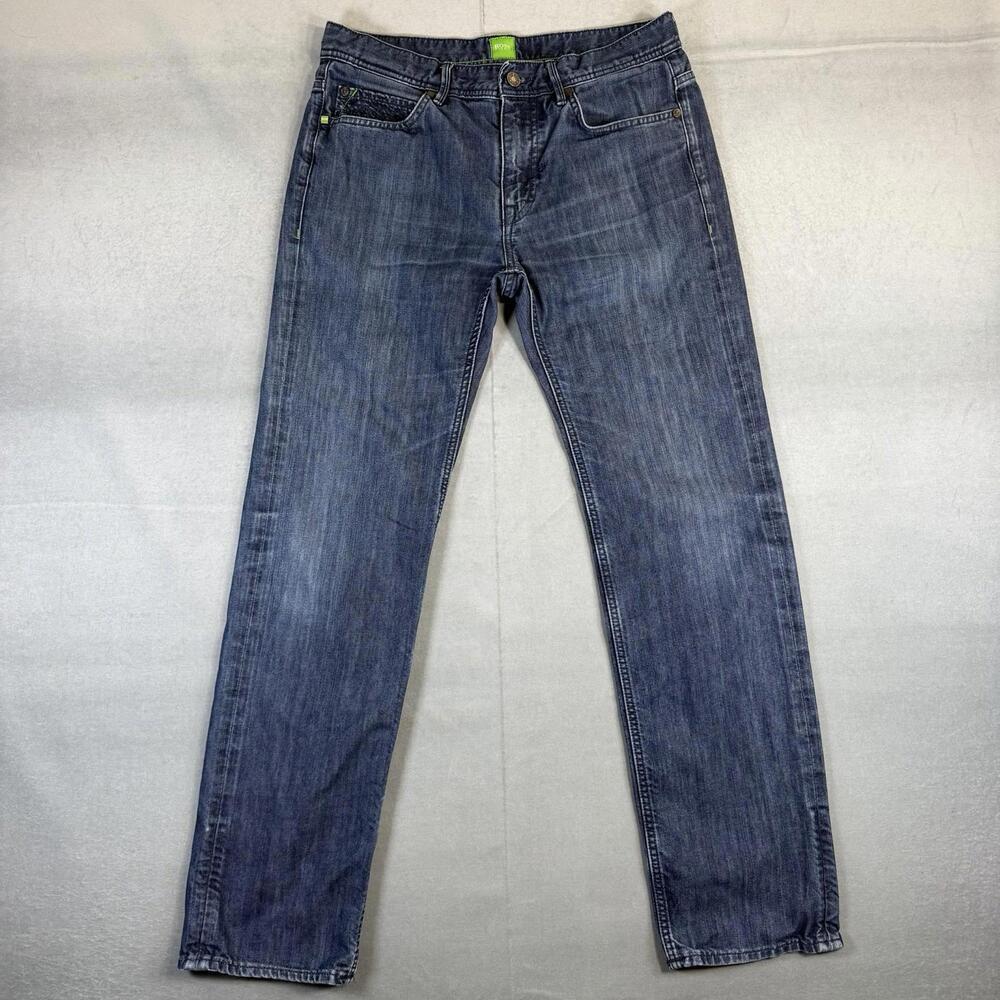 Hugo Boss Jeans Mens 32x32 Blue Deam30 Regular Straight Fit Stretch Denim